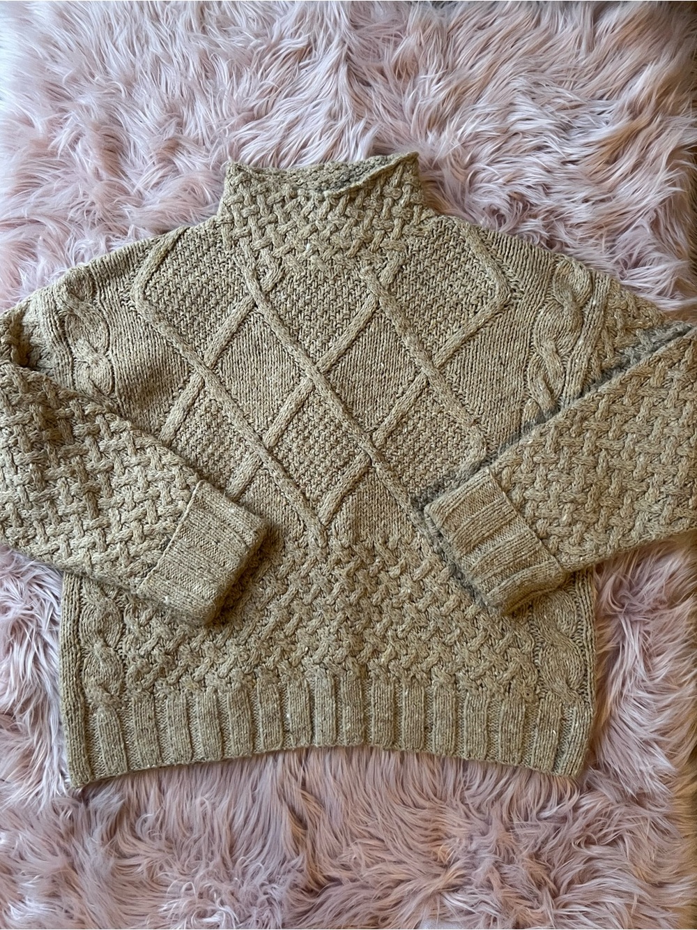 Vintage Express Cable Knit Turtleneck Sweater Wool Rabbit Hair Blend Oversized